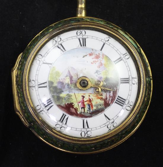 A George III gilt metal and shagreen cased keywind verge pocket watch, by Crowforth, Arundel (b. 1729),